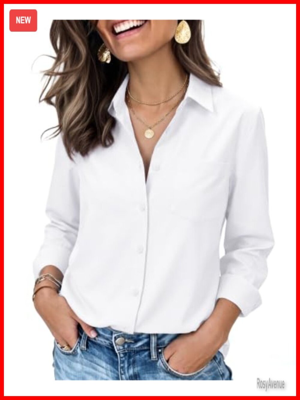Wrinkle Free Button Down Shirt for Women Work Blouse